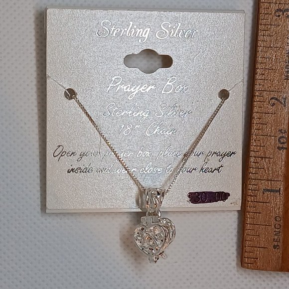 NWT 18" Chain Vintage Sterling Silver 925 Prayer Box Heart Locket Necklace #15W - Picture 8 of 8
